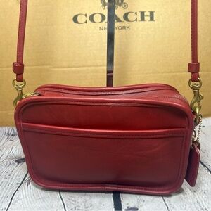 Vintage Coach 9925 Carnival Crossbody Bag Cherry RED Leather Gold Hardware CUTE